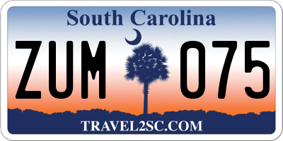 SC license plate ZUM075
