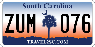 SC license plate ZUM076