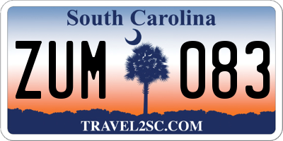 SC license plate ZUM083