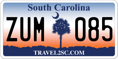 SC license plate ZUM085