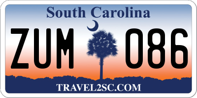 SC license plate ZUM086