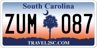 SC license plate ZUM087
