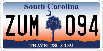 SC license plate ZUM094