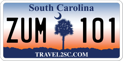 SC license plate ZUM101