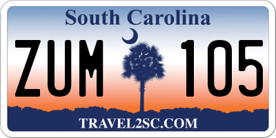 SC license plate ZUM105