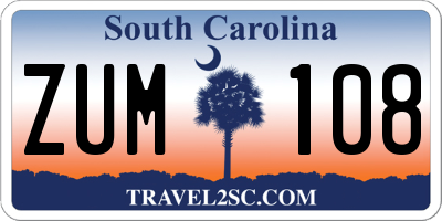 SC license plate ZUM108