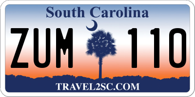 SC license plate ZUM110