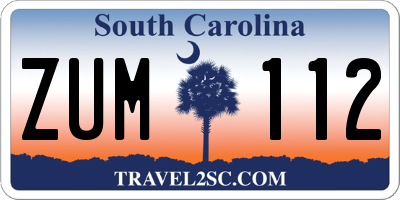 SC license plate ZUM112