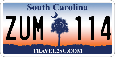 SC license plate ZUM114