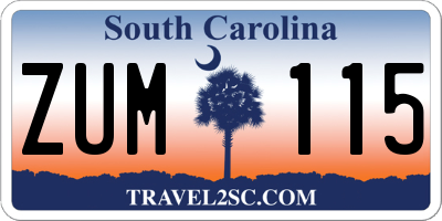 SC license plate ZUM115