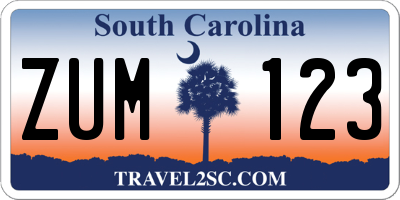 SC license plate ZUM123