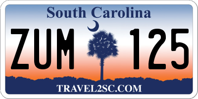 SC license plate ZUM125