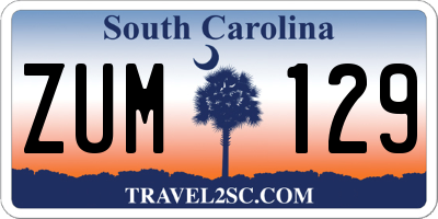 SC license plate ZUM129