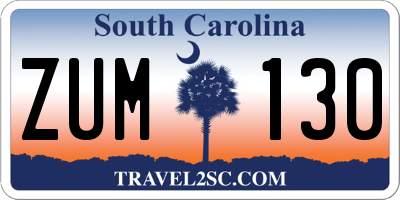 SC license plate ZUM130