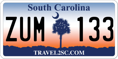 SC license plate ZUM133