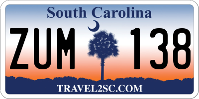 SC license plate ZUM138