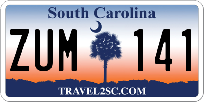 SC license plate ZUM141