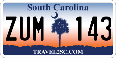SC license plate ZUM143