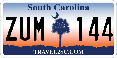 SC license plate ZUM144