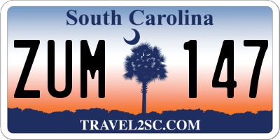 SC license plate ZUM147