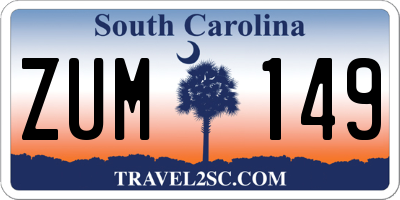 SC license plate ZUM149