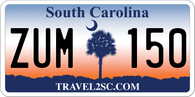 SC license plate ZUM150