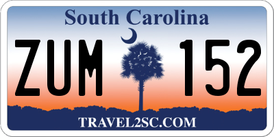 SC license plate ZUM152