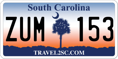 SC license plate ZUM153