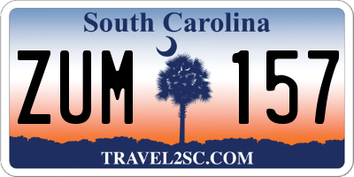 SC license plate ZUM157