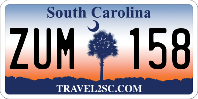 SC license plate ZUM158