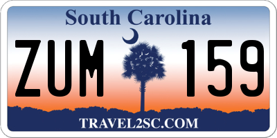 SC license plate ZUM159