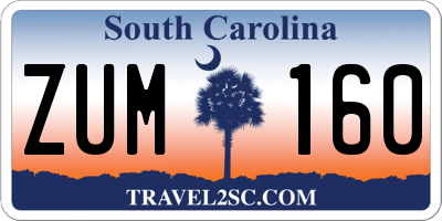 SC license plate ZUM160