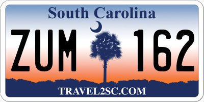 SC license plate ZUM162