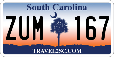 SC license plate ZUM167