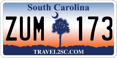 SC license plate ZUM173