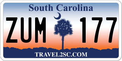 SC license plate ZUM177