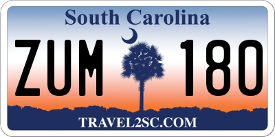 SC license plate ZUM180