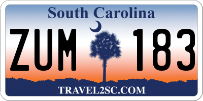 SC license plate ZUM183