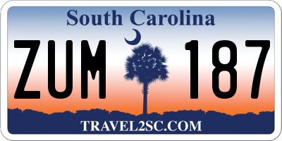 SC license plate ZUM187