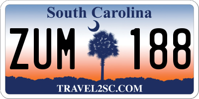 SC license plate ZUM188