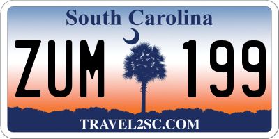 SC license plate ZUM199