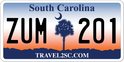 SC license plate ZUM201
