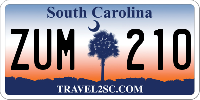 SC license plate ZUM210