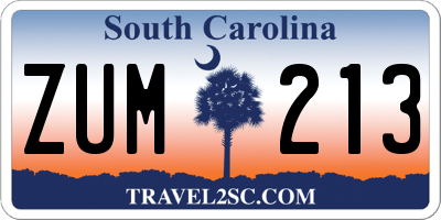 SC license plate ZUM213