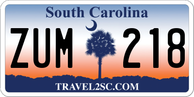 SC license plate ZUM218