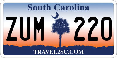 SC license plate ZUM220