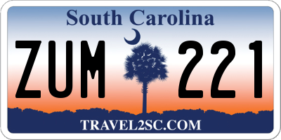 SC license plate ZUM221