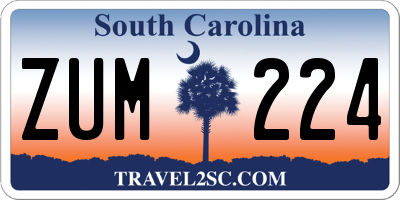 SC license plate ZUM224