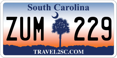 SC license plate ZUM229