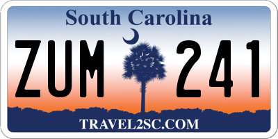 SC license plate ZUM241